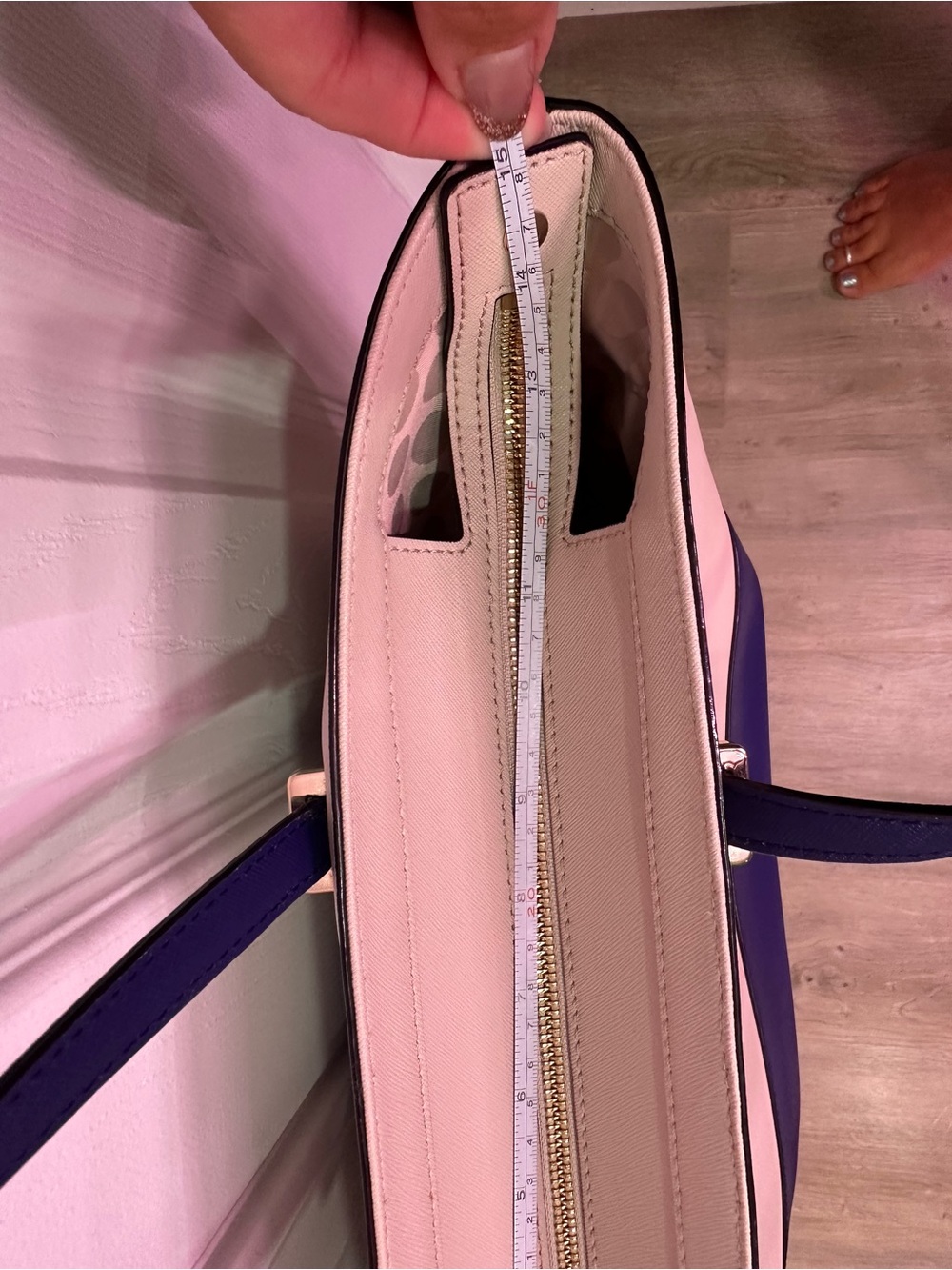 Like NEW Kate Spade leather Navy and Cream Tote - Picture 12 of 15